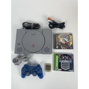 Sony PlayStation 1 PS1 Console SCPH-7001 w/Controller Mem Card 2 Games TESTED